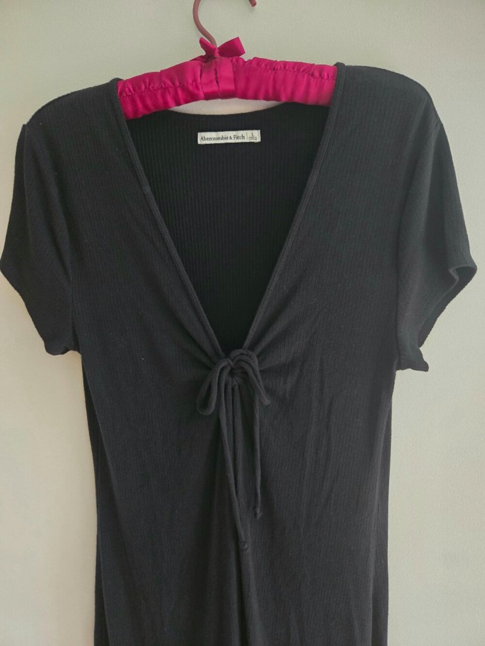 Abercrombie & Fitch Black Short Sleeve Midi Dress Size L